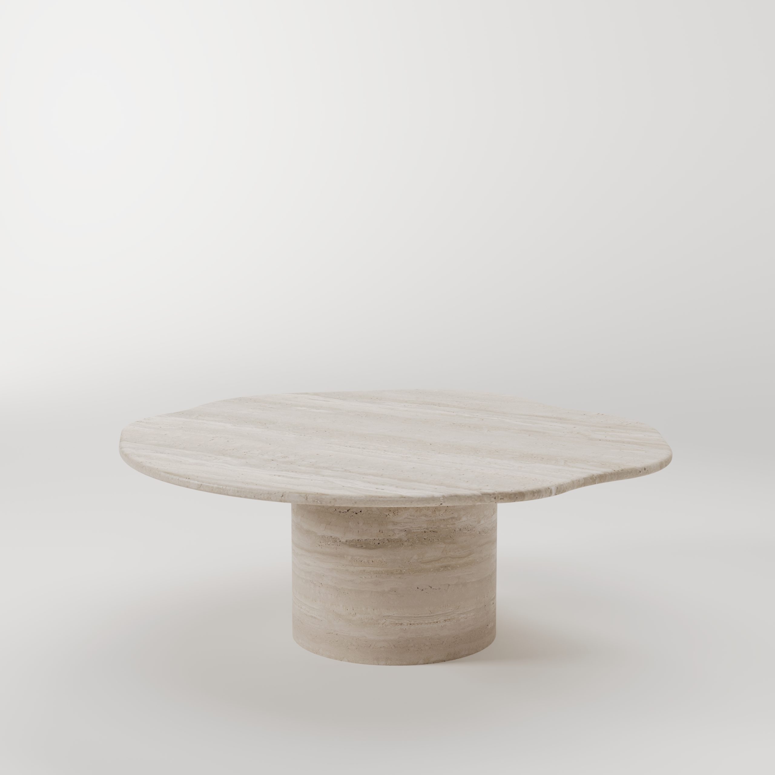 Travertin organische salontafel met ronde poot - Afbeelding 2