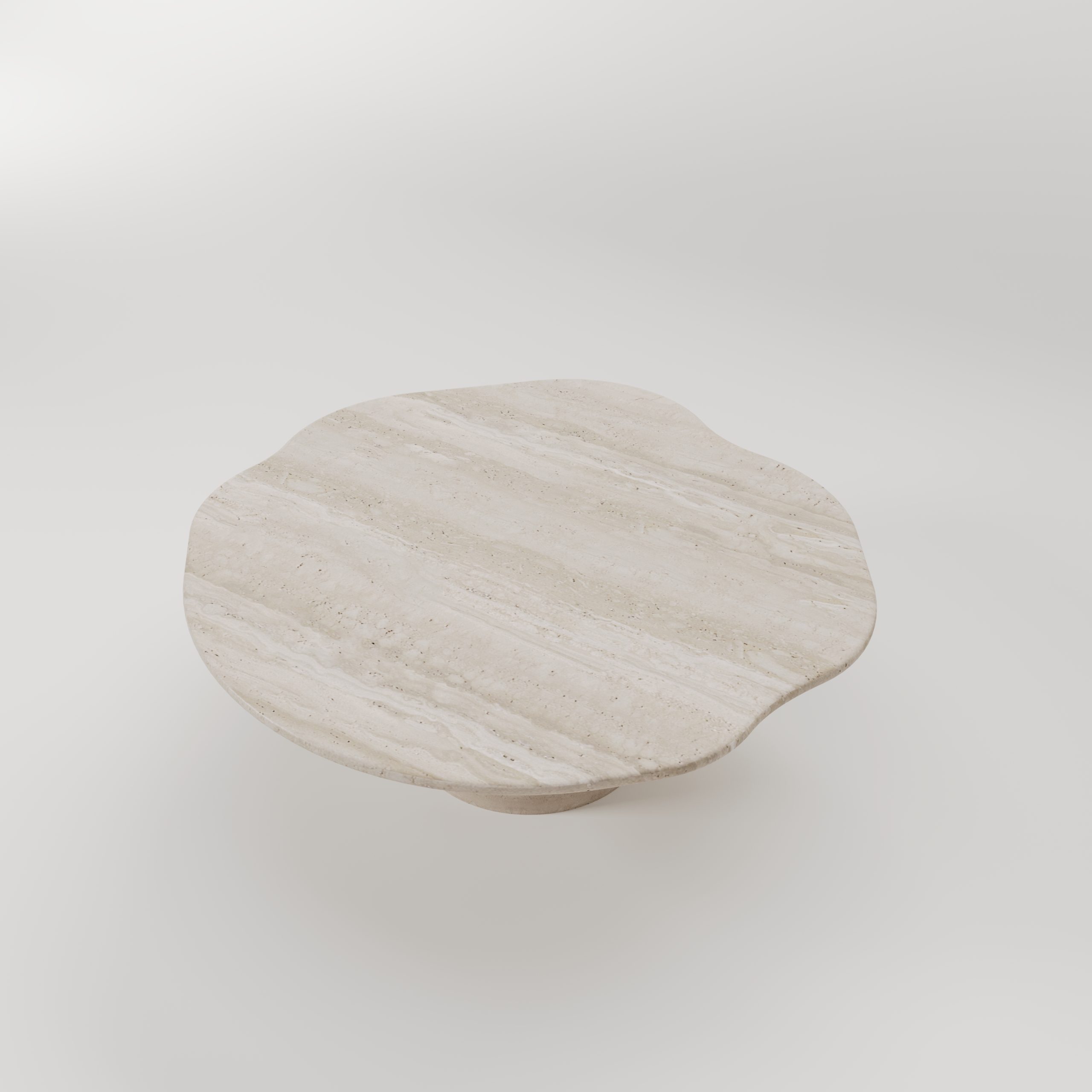 Travertin organische salontafel met ronde poot - Afbeelding 3