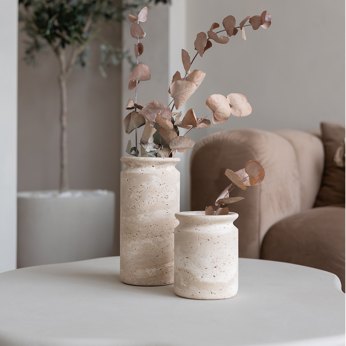 Travertin vaas Serinita M - Afbeelding 2