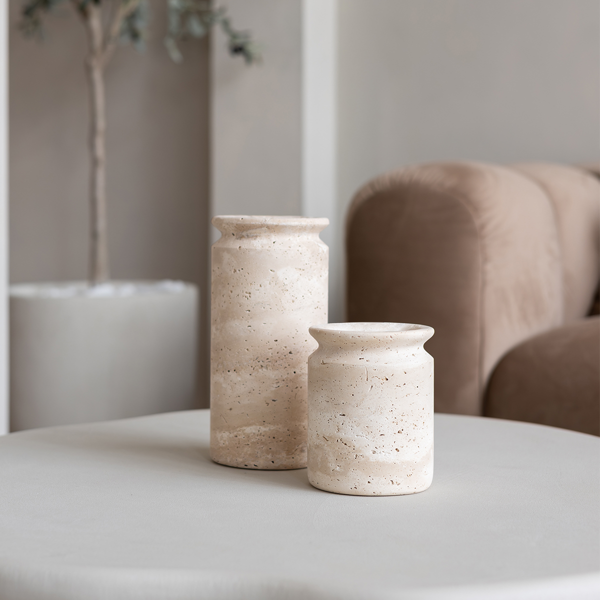 Travertin vaas Serinita M - Afbeelding 4